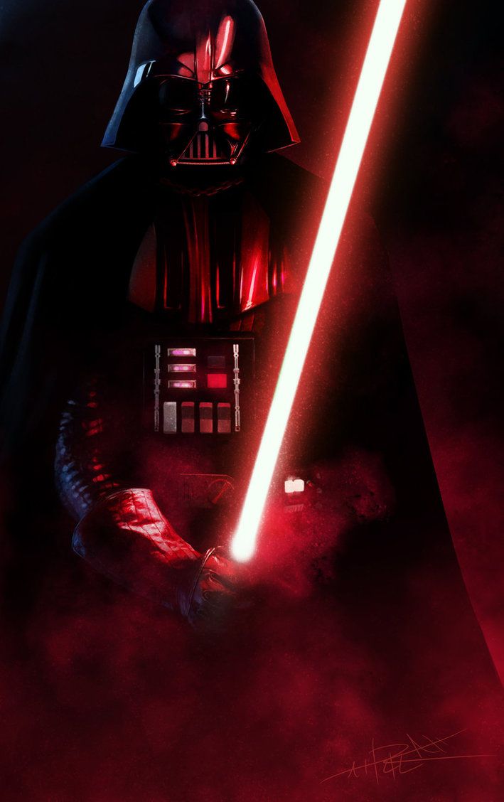 Darth Vader holding Red Lightsaber